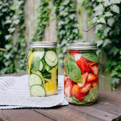 We made Lemon Cucumber Mint & Strawberry Basil infusions with vodka.